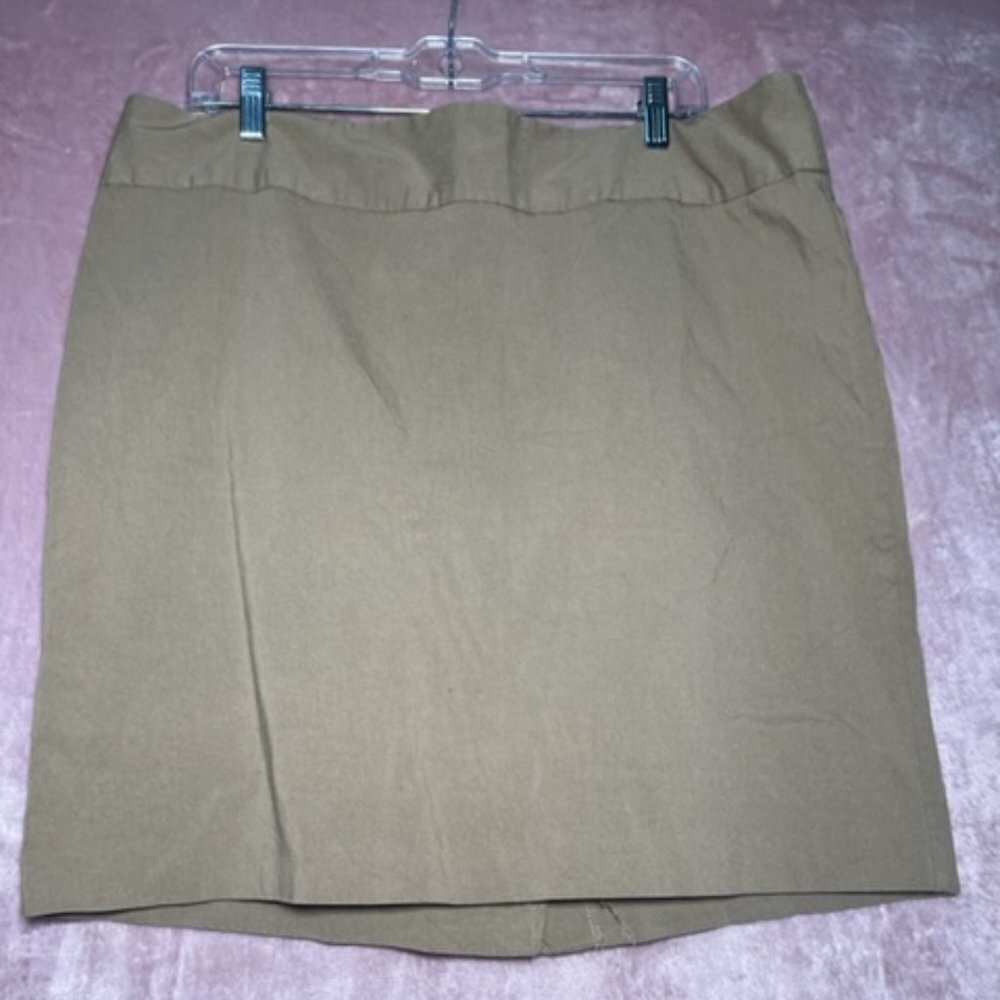George Womens Mini Khaki Stretch Plaid Solid Preppy Basic Fitted Skirt Size 18